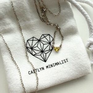 Caitlin Minimalist Silver Yellow Topaz Heart Necklace- November/Valentines